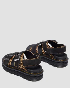 Zebzag Leopard Hair On Leather Sandals in Light Tan