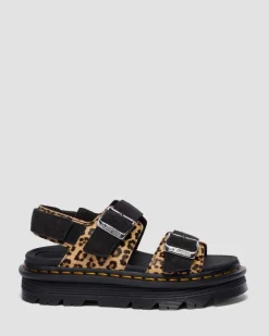 Zebzag Leopard Hair On Leather Sandals in Light Tan