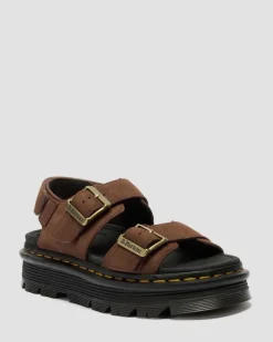 Zebzag Nubuck Platform Sandals in Sepia Brown