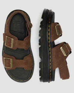Zebzag Nubuck Platform Sandals in Sepia Brown