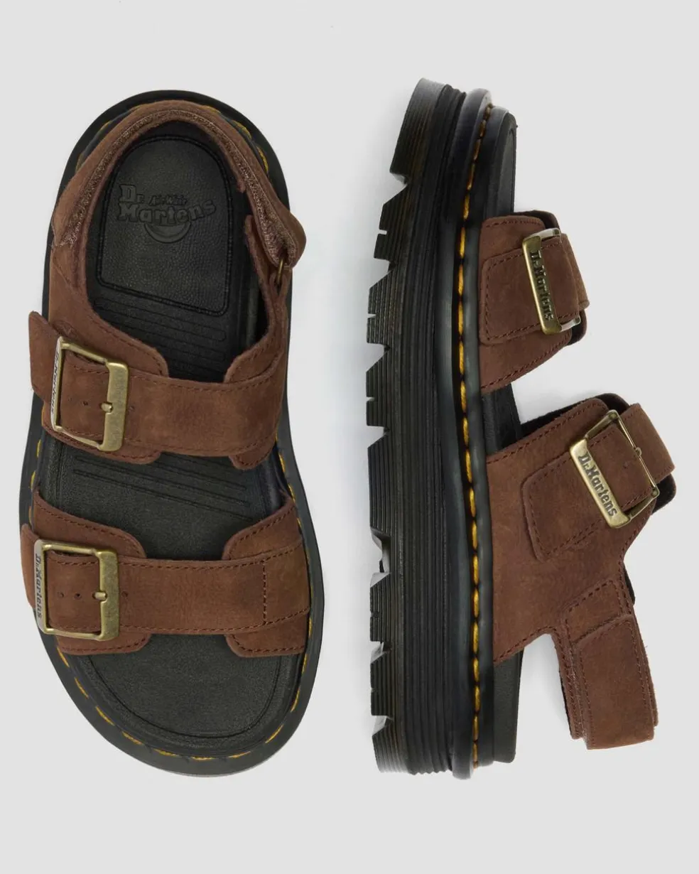 Zebzag Nubuck Platform Sandals in Sepia Brown