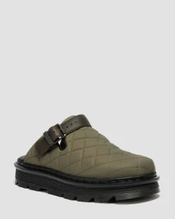 Zebzag Quilted Canvas Platform Mules in Dms Olive Green