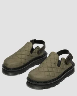 Zebzag Quilted Canvas Platform Mules in Dms Olive Green