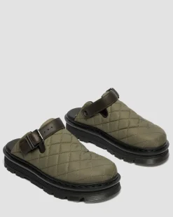 Zebzag Quilted Canvas Platform Mules in Dms Olive Green