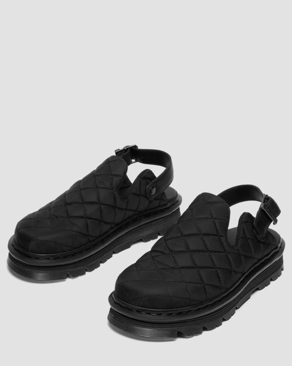 Zebzag Quilted Canvas Platform Mules in Black