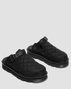 Zebzag Quilted Canvas Platform Mules in Black