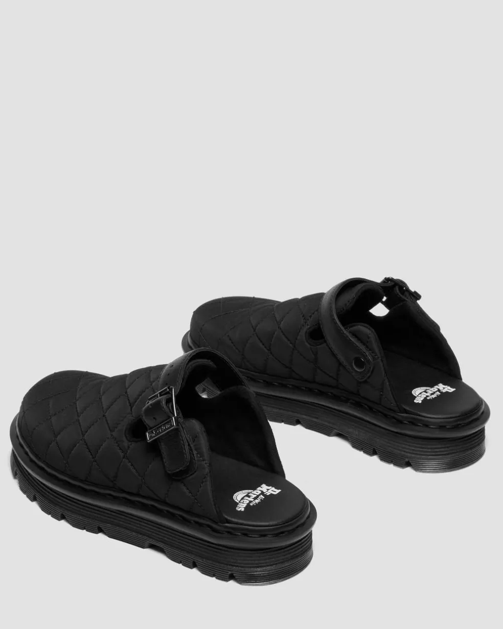 Zebzag Quilted Canvas Platform Mules in Black