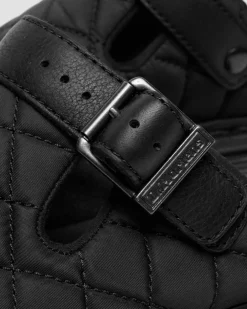 Zebzag Quilted Canvas Platform Mules in Black