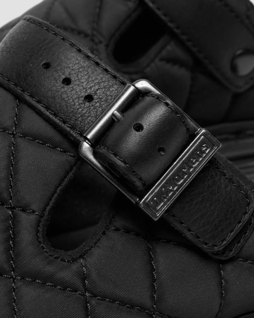 Zebzag Quilted Canvas Platform Mules in Black