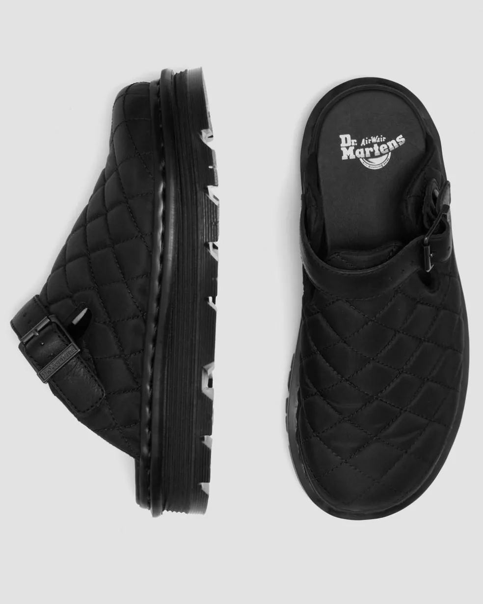 Zebzag Quilted Canvas Platform Mules in Black