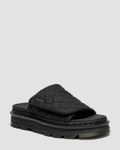 Zebzag Quilted Canvas Platform Slides in Black