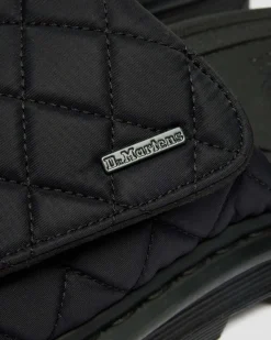 Zebzag Quilted Canvas Platform Slides in Black
