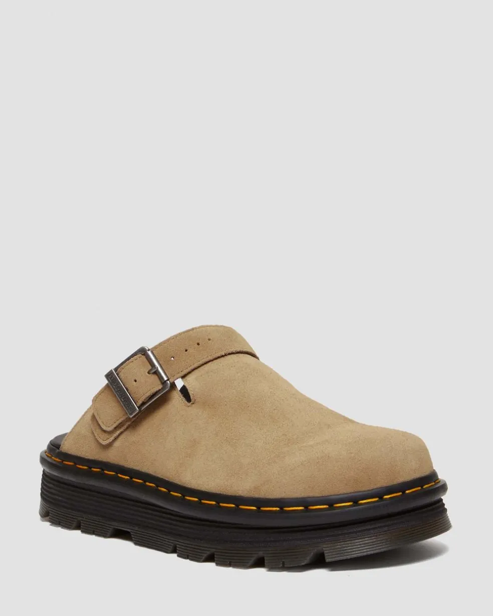 Zebzag Suede Casual Slingback Platform Mules in Savannah Tan