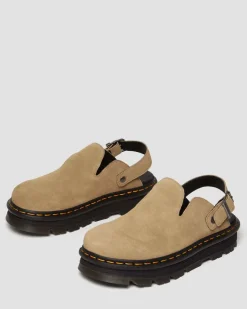 Zebzag Suede Casual Slingback Platform Mules in Savannah Tan