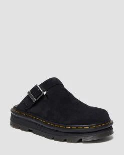 Zebzag Suede Casual Slingback Platform Mules in Black