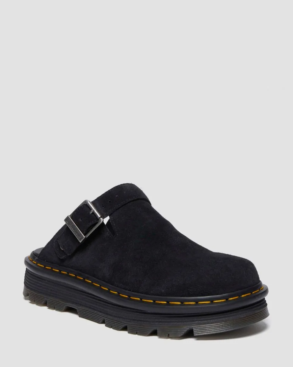 Zebzag Suede Casual Slingback Platform Mules in Black
