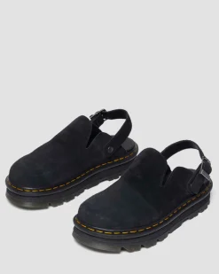 Zebzag Suede Casual Slingback Platform Mules in Black