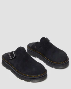 Zebzag Suede Casual Slingback Platform Mules in Black