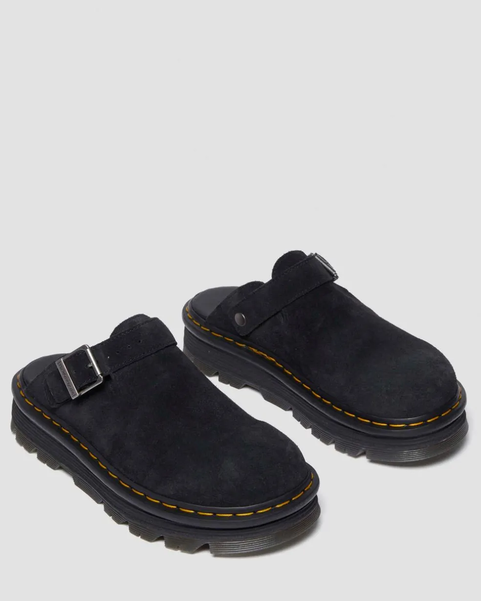 Zebzag Suede Casual Slingback Platform Mules in Black