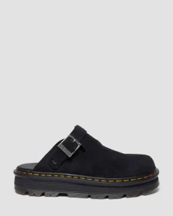Zebzag Suede Casual Slingback Platform Mules in Black