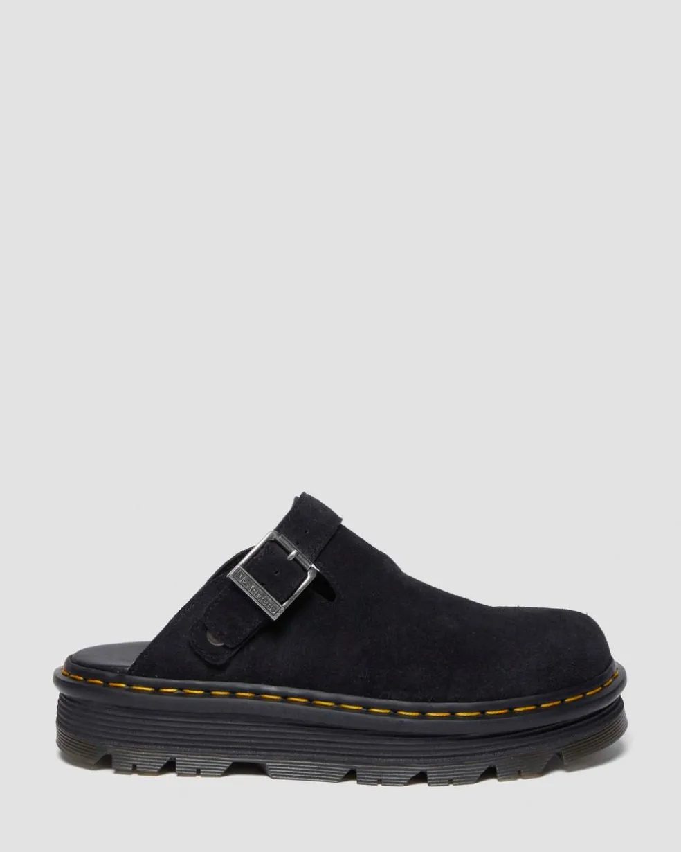Zebzag Suede Casual Slingback Platform Mules in Black