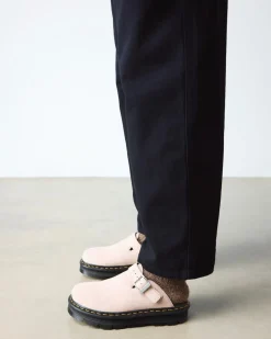 Zebzag Suede Casual Slingback Platform Mules in Powder Pink