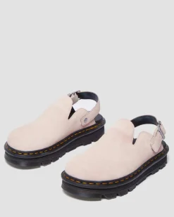 Zebzag Suede Casual Slingback Platform Mules in Powder Pink