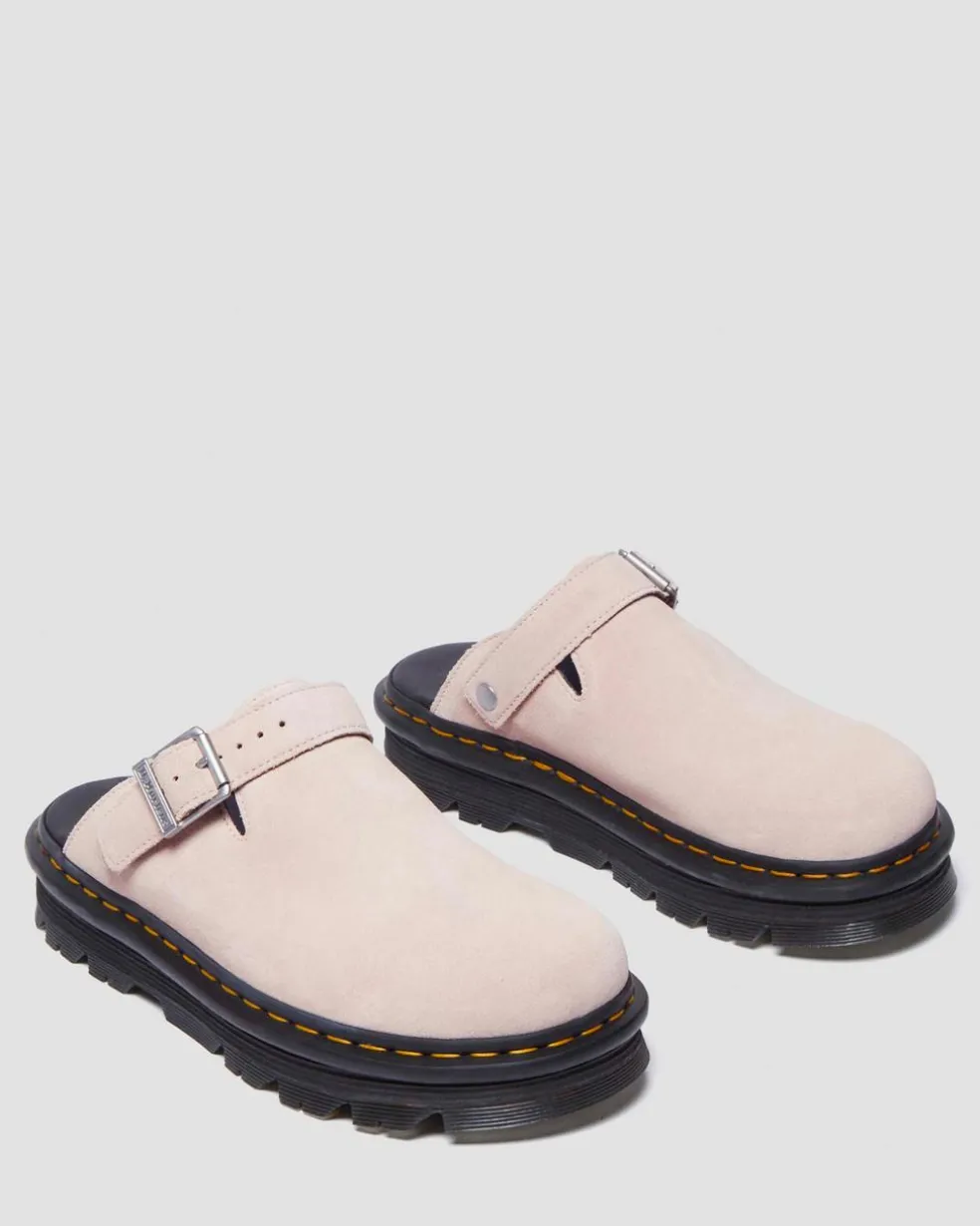 Zebzag Suede Casual Slingback Platform Mules in Powder Pink