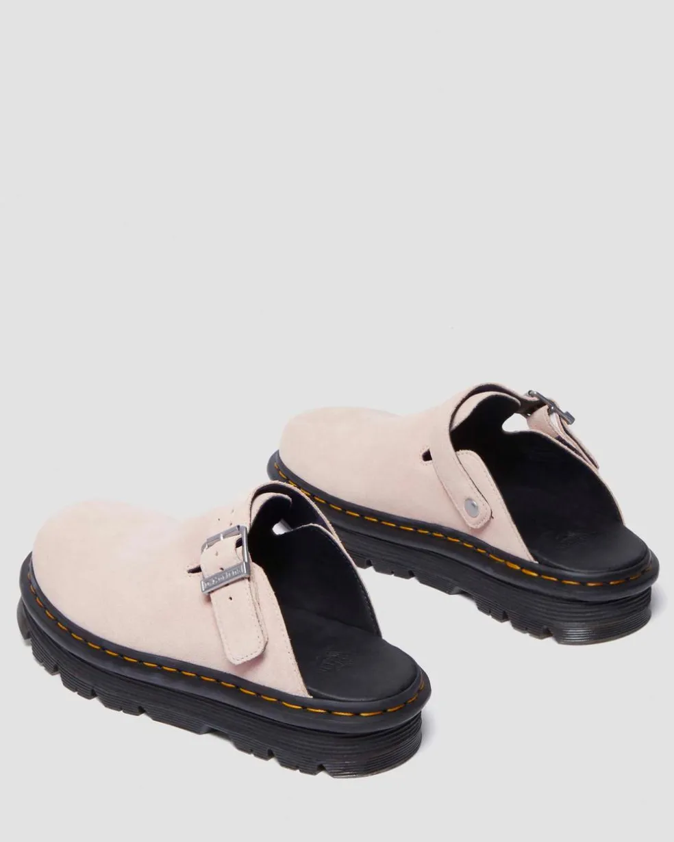 Zebzag Suede Casual Slingback Platform Mules in Powder Pink