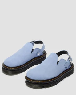 Zebzag Suede Casual Slingback Platform Mules in Cornflower Blue