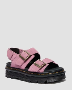 Zebzag Suede Platform Sandals in Dusty Rose
