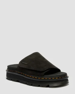 Zebzag Suede Platform Slides in Black