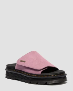 Zebzag Suede Platform Slides in Dusty Rose