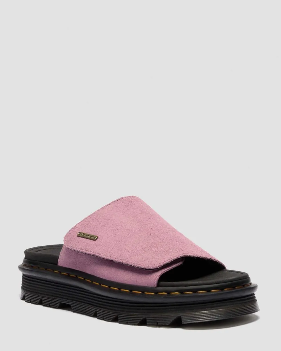 Zebzag Suede Platform Slides in Dusty Rose