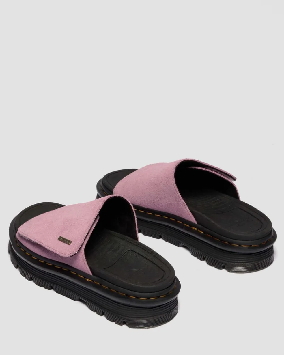 Zebzag Suede Platform Slides in Dusty Rose