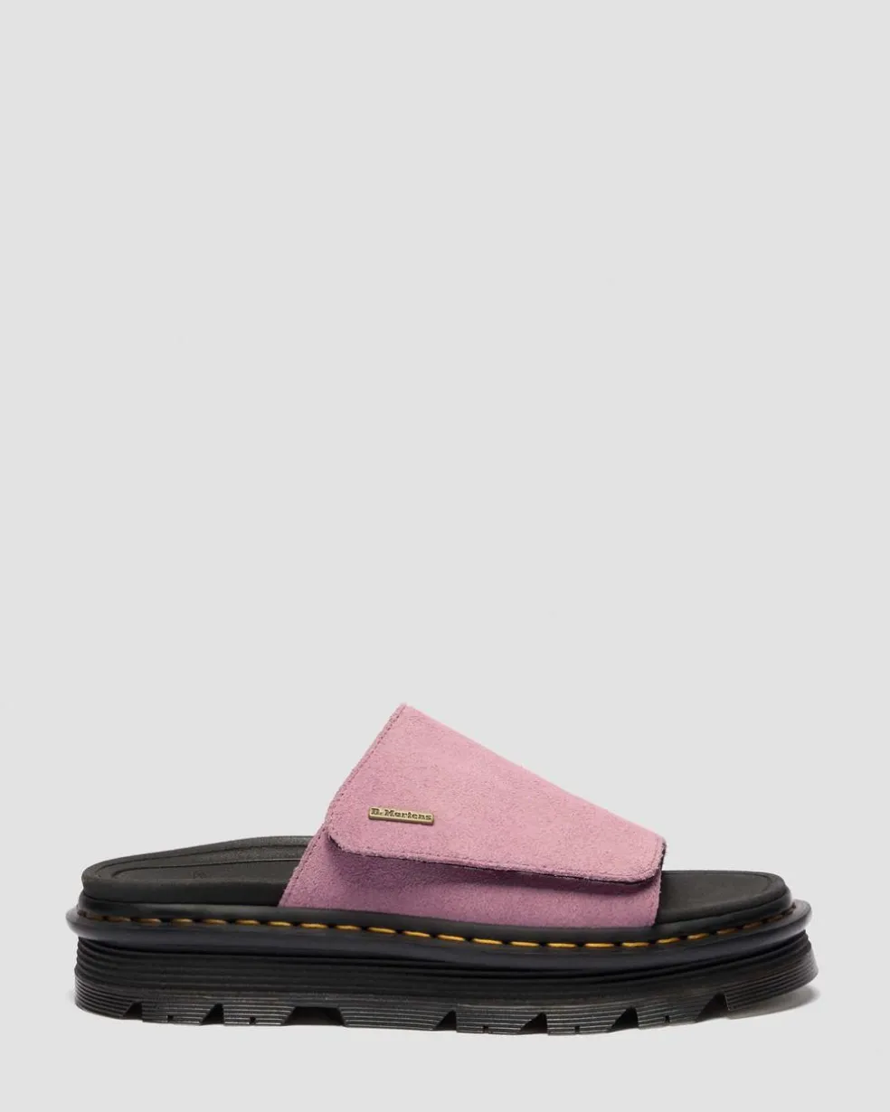 Zebzag Suede Platform Slides in Dusty Rose