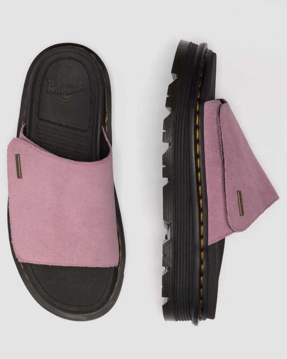 Zebzag Suede Platform Slides in Dusty Rose