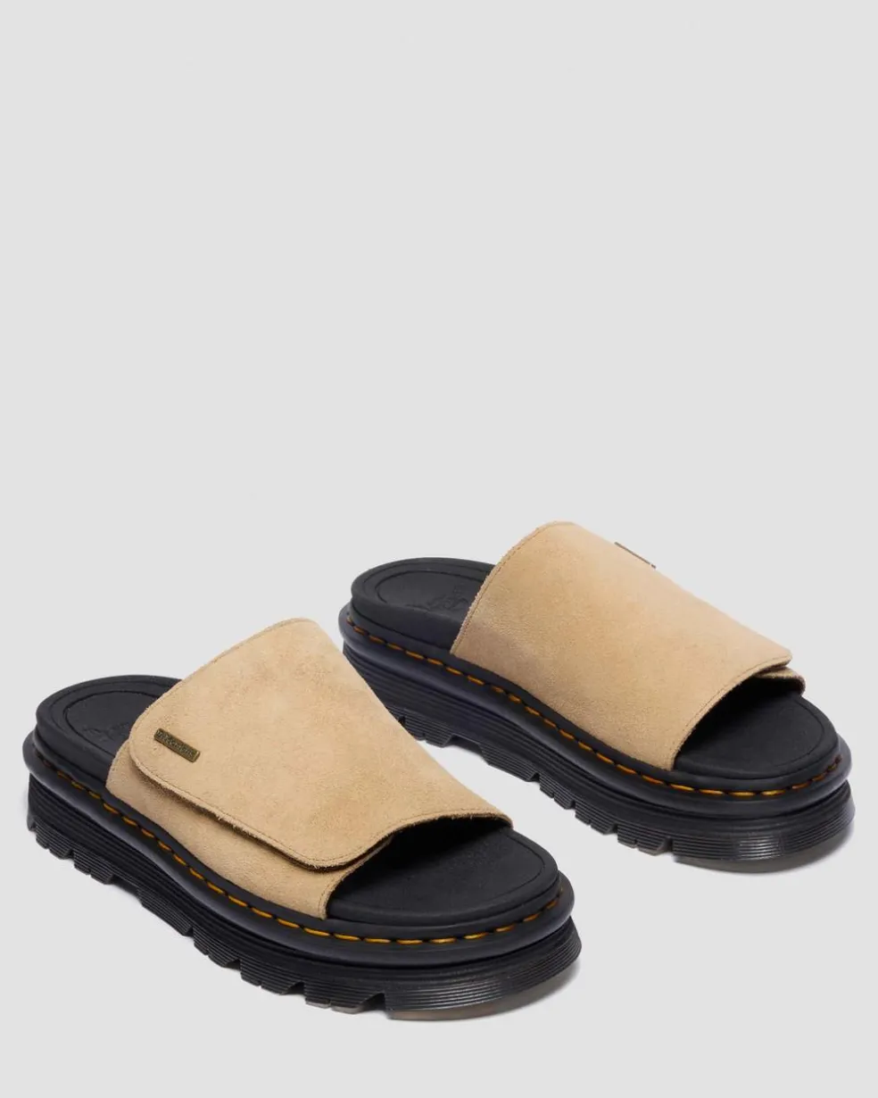 Zebzag Suede Platform Slides in Savannah Tan