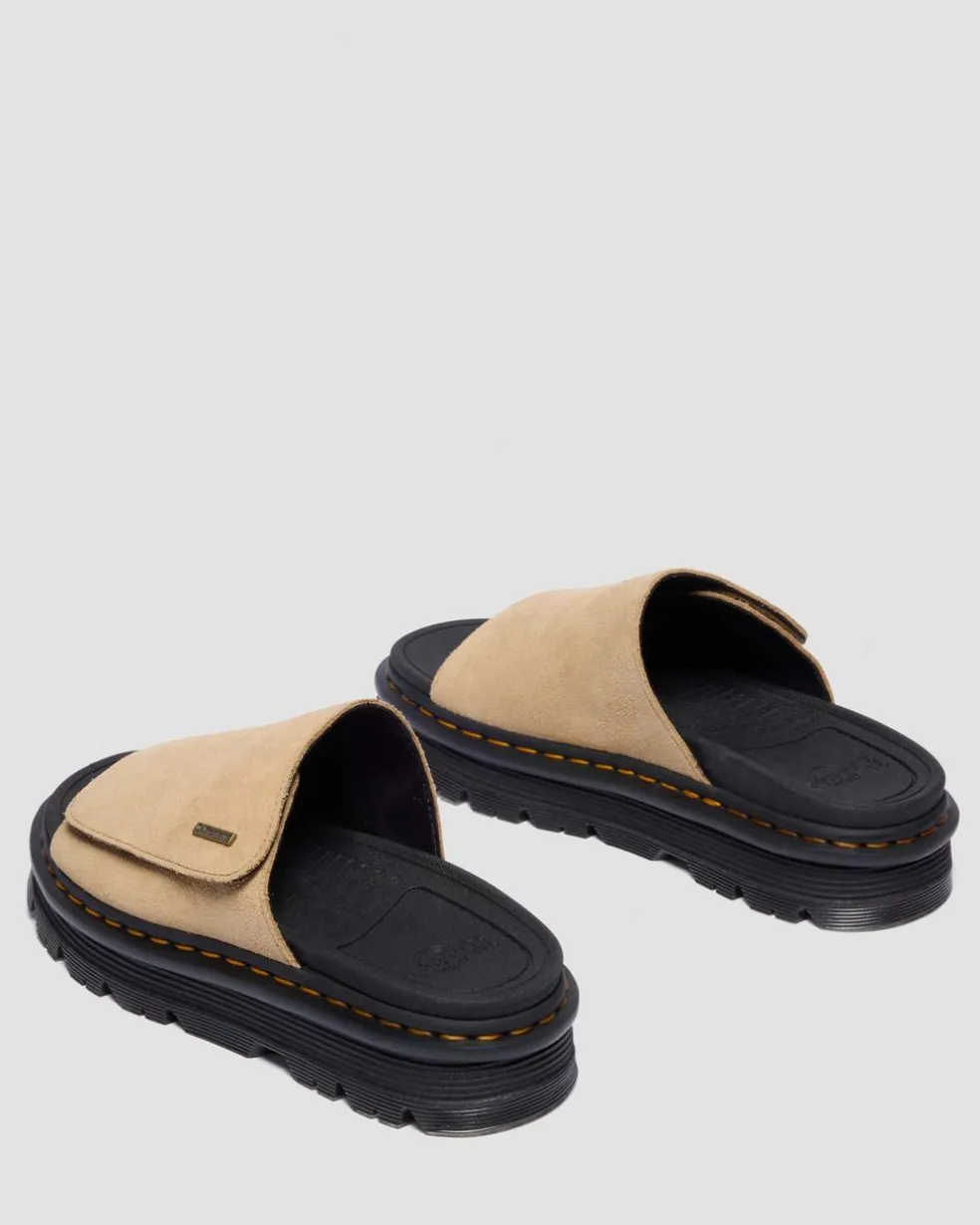 Zebzag Suede Platform Slides in Savannah Tan