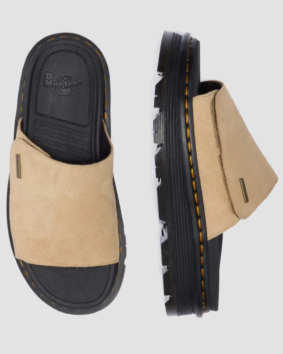 Zebzag Suede Platform Slides in Savannah Tan
