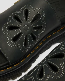 Zebzag Wyoming Leather Slides in Black