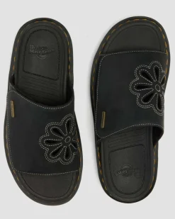 Zebzag Wyoming Leather Slides in Black
